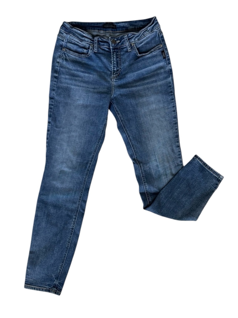 Silver Jeans Co. Women's Suki Mid Rise Curvy Fit Slim Skinny Jeans
